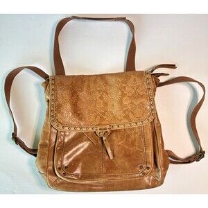 The Sak Ventura Camel Brown Leather Backpack Convertible Purse Crossbody Bag